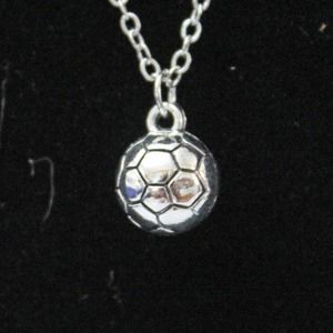 New Fashion Silver Tone Soccer Ball Pendant Necklace N43